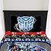 LO 2 Piece Kids Blue Black Transformers Comforter Twin/Full Set, Robotic Bedding Autobot Yellow White Grey Robots Heroes Auto Bots Pattern Movie Themed, Reversible Stripes Polyester