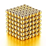 Magnetic Balls Sculpture Building Blocks Intelligent Learning - Mashable, Smashable, Rollable, Buildable Magnetic Blocks - Office Toy Stress Relief Adults (Gold)