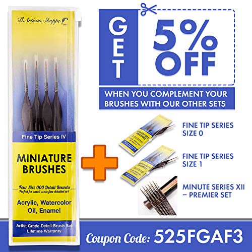 5 Miniature+Brushes+Paintbrushes+Watercolor+Acrylics