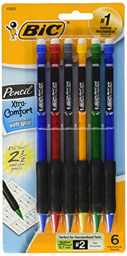 Xtra Comfort Mechanical Pencils with Erasers, Medium Point (0.7mm), 6-Count Pack, Bulk Mechanical Pencils for School or Office Supplies