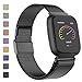 iGK Metal Replacement Bands Compatible for Fitbit Versa/Versa Lite Edition/Versa 2, Stainless Steel Loop Metal Mesh Bracelet Unique Magnet Lock Wristbands
