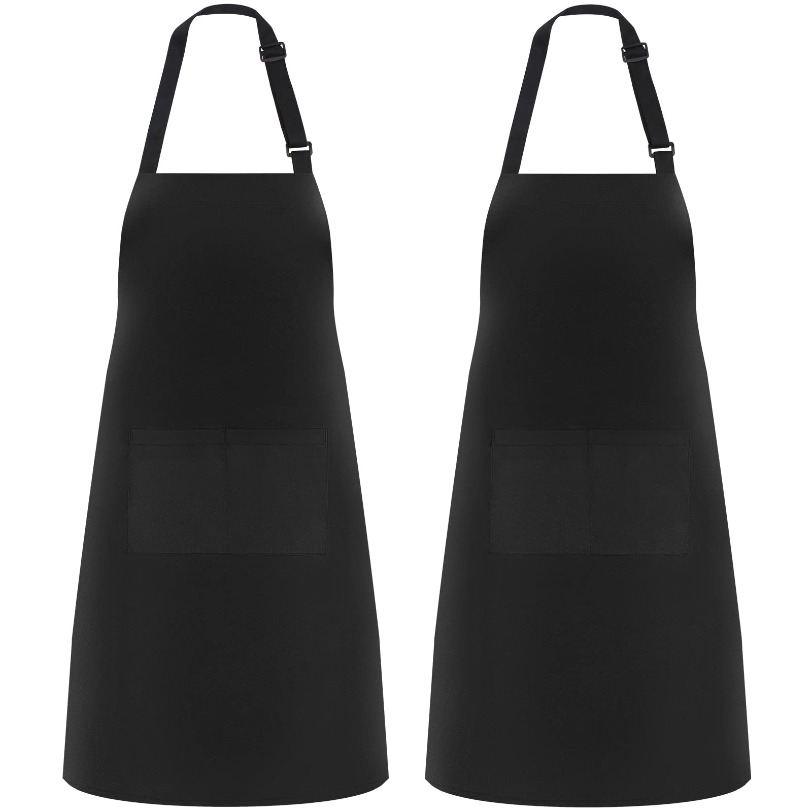 Riqiaqia 2 Pack Aprons for Men Women with 2 Pockets, Aprons for Kitchen Cooking Baking Painting Housework - BLACK — image 1