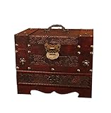 LIU RUOXI Wooden Jewelry Box Vintage Locking