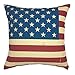 YOUR SMILE Independence Day Cotton Linen Square Decorative Throw Pillow Case Cushion Cover 18x18 Inch,American Flag