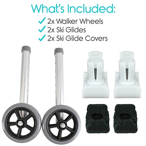 Walker Wheels And Ski Glides by Vive Walker Accessories, Replacement