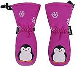 ANDORRA Boys Premium Weather-proof Thinsulate Ski Mittens, Penguin Print,XS,Fuchsia/Penguin