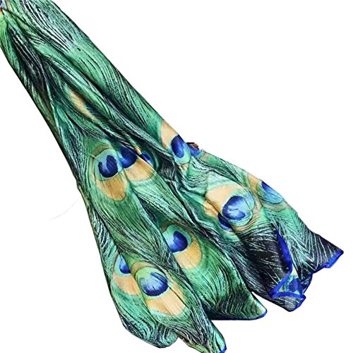 X&F Women's Fashion Peacock Feather Prints Long Scarf Summer Wrap Shawls