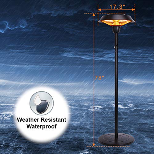 Star Patio Outdoor Freestanding Electric Patio Heater, Infrared Heater, Hammered Bronze Finished, Portable Heater Suitable as a Balcony Heater, BBQ and Outdoor Party Heater, ZHQ1566-C-S - Thumbnail 5