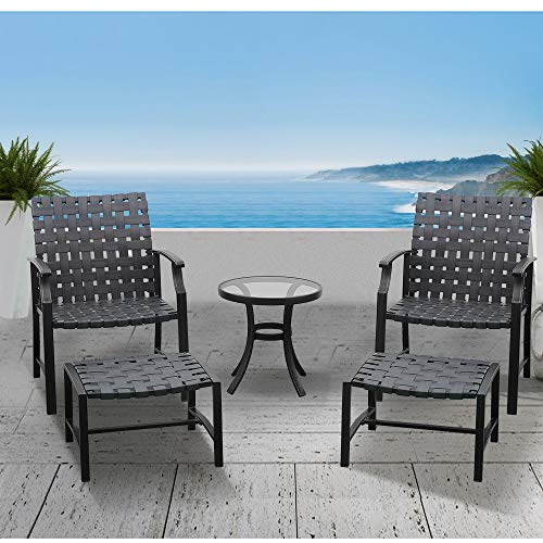 UEway Outdoor Patio Strap Strapping Chairs Furniture, Ottoman with