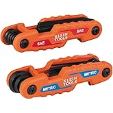 Klein Tools 70542 Folding Hex Key Set, Metric and SAE, 17-Key Portable, High-Leverage Blades, 2-Pack