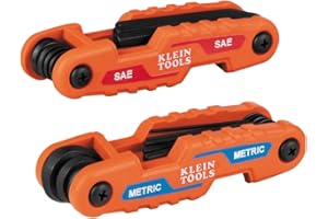 Klein Tools 70542 Folding Hex Key Set, Metric and SAE, 17-Key Portable, High-Leverage Blades, 2-Pack
