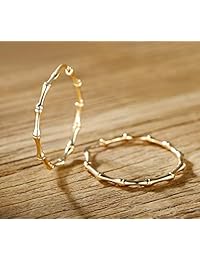 Pendientes de aro de oro rosa, oro blanco o bambú chapado en oro blanco