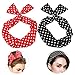 PIXNOR Wire Headband Retro Bowknot Polka Dot Wire Hair Holders for Women and Girls, Pack of 2