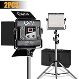 GVM 2 Packs LED Video Light, Dimmable Bi-Color, Lighting for YouTube Studio Photography, Upgrade LED Panel with LCD Screen, Video Shooting with Light Stand Kit, 480 LED Beads, 2300K-6800K, CRI 97+