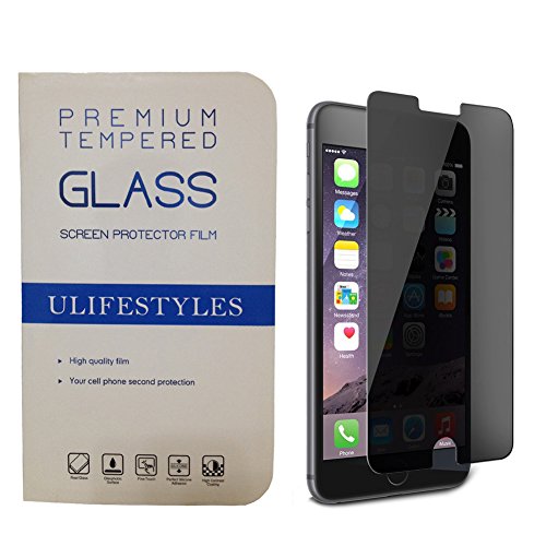 Ulifestyles Anti Spy Privacy Screen Protector for iPhone 7 Plus (5.5 inches), Mirror Tempered Glass Armor Guard Screen Protector, 9H Hardness, Explosion-Proof, Anti Scratch, Anti Shatter, Black