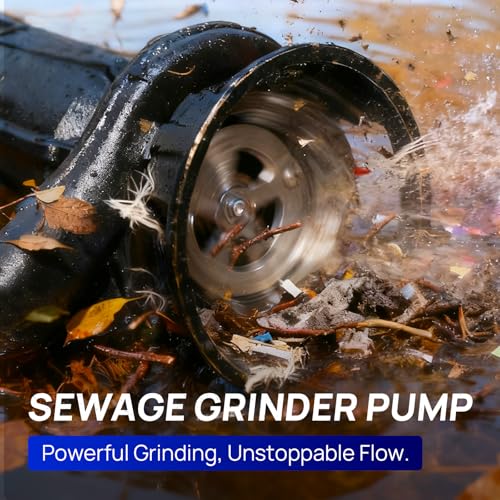 Aquastrong 1 HP Sewage Grinder Pump, 4200 GPH Sewage Pump 2 inch Discharge, Cast Iron Sump Pump Submersible with Auto Float Switch for Basement Sump Basin and Sewage Well, Black