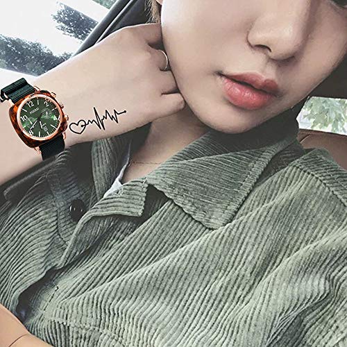 Watches Clearance,Luxury Temperament Square Dial Canvas Watchband Watch Analog Quartz Watch(Green) - Thumbnail 2