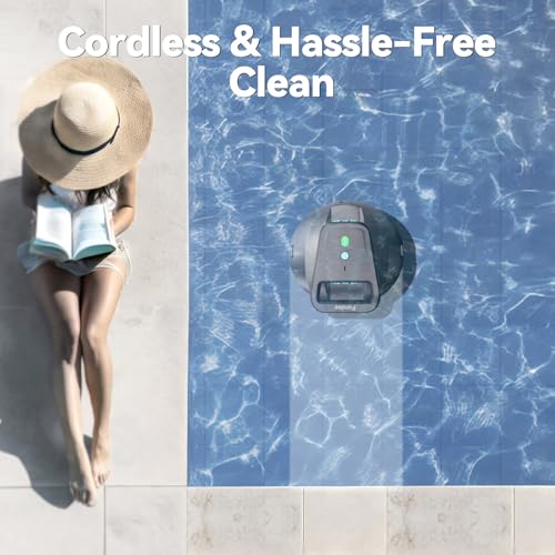 (2026 Upgraded) Pondee X1 Robotic Pool Vacuum, Cordless Pool Cleaner with 120-Min Runtime, Auto-Parking, 2.5h Fast Charging, for Above-Ground & Flat-Bottom Inground Pools up to 850 sq.ft