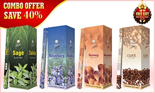 Combo Incense Sticks Save 40% - Sage, Rosemary, Nutmeg, Clove - 800 Flute Square Pack Sticks