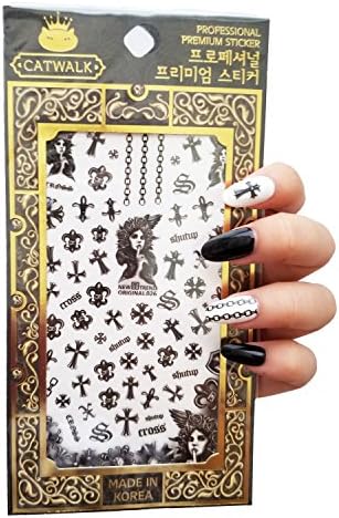 Catwalk Premium Peel-N-Stick Nail Stickers (Goth Cross Saint)