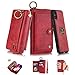 SXTBMR iPhone Xs Max Flip Wallet Case, Magnetic Detachable Handmade Cowhide Wallet Case Leather,Zipper Wallet Flip Protective Case Cover with Card Holder [Wrist Strap] for iPhone Xs Max Red