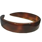 Parcelona French Extra Wide Tortoise Shell Brown Celluloid Inner Nibs Flexible Hair Headband Fashion Headband for Women Strong Hold Grip No Slip Durable Styling Girls Hair Accessories, Made in France