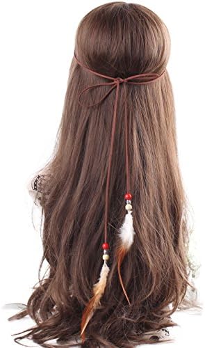 Headband Feather Women Girls Stretchy Braided Leaf Bead Hair Tassels Clothes