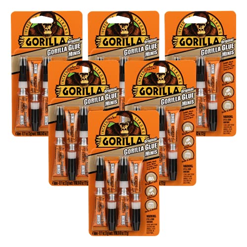 Gorilla Minis, Original Waterproof Polyurethane Glue, Four 3 Gram Tubes