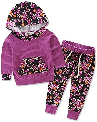 Baby Girls Hoodie Tops + Pant Floral Set Leggings 2pcs Outfits 1T-2T