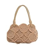 Kobwa(TM) Apricot Fashion Vintage Crochet Flower PU Leather Shoulder Bags With Kobwa's Keyring