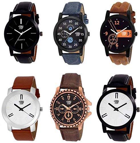 Swadesi Stuff Quartz Movement Analogue Multicolour Dial Mens Watch(Set of 6)