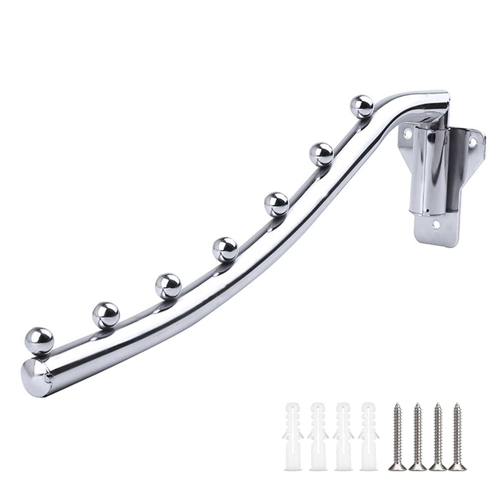 Wall-Mounted Folding Coat Hanger, Stainless Steel Clothes Hanger, Wall Door Hook with 180° Swivel Arm Support for Storage Organiser, Closet, Bathroom, Bedroom