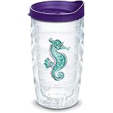 Purple Teal Seahorse 10 oz Wavy Tumbler with lid