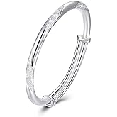 WPPHXY 925 Sterling Silver Bangle Bracelets for Women Trendy Jewelry Simple Adjustable Silver Bangle Valentine Mothers Day Gift