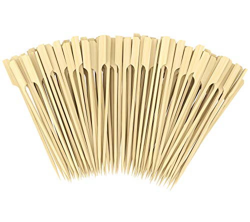 CandyHome Natural Bamboo Picks Paddle Skewers Bamboo Appetizer Skewers Food Grade Cocktail Picks, Grilling, Marshmallows, Fondue, Dessert, Fruit, Sausage and More, 7 Inch 200 Pack