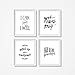 Motivational Words Art Print Set Of 4 (10”X8” Inspirational Quote Wall Art, Inspiring Phrases Canvas Poster For Classroom Study Wall Art Home Decor, No Frame