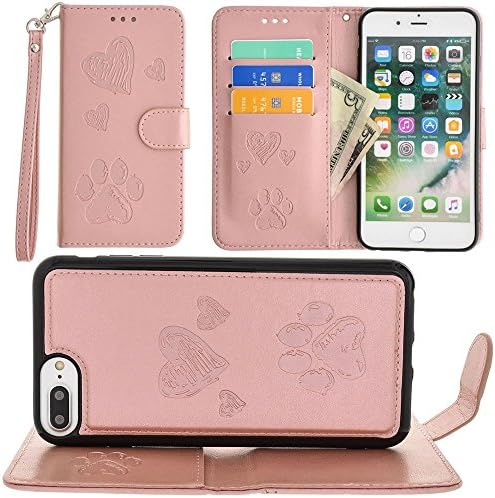CellularOutfitter Apple iPhone 6 Plus/6s Plus/7 Plus Puppy Love Wallet - with Matching Detachable Magnetic Phone Case - Rose Gold
