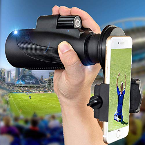 Monocular Telescope, 40X60 HD Waterproof- Shockproof- Phone Mount Adapter- High Power Monocular- for Bird Watching Hunting Camping Hiking Travelling Sporting Monocular-Black