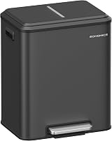 SONGMICS Kitchen Bin 2 x 4 Gal Double Bin Steel Soft-Close Lid LTB544B02