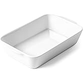 HOMBENE 1.2 QT White Casserole Dish,Small Ceramic Baking Dish, Lasagna Pan for Oven, Bakeware for Baking, Microwave Oven Safe, Kitchen Decor, Dinner Party (5.9" x 10.2")