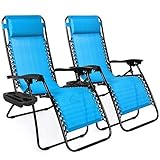 Best Choice Products Set of 2 Adjustable Zero Gravity Lounge Chair Recliners for Patio, Pool w/Cup Holders - Aqua Blue