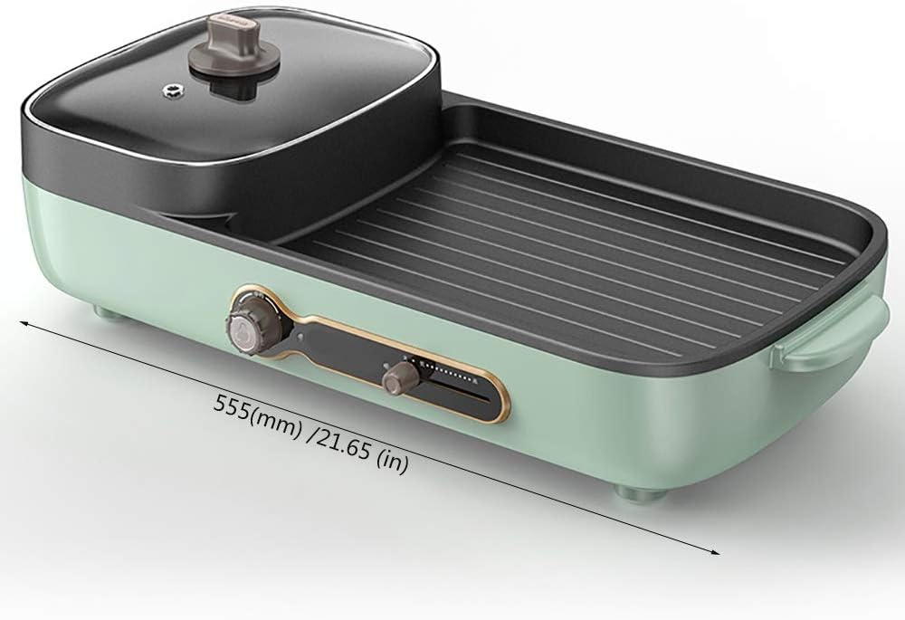 review Nologo W-XS1 The Electric BBQ Grill and Hot Pot,with A Tempered Glass Cover,Transparent and Visible,Stewable and Simmerable,Suitable for Home Kitchen and Outdoor Barbecue,Convenient