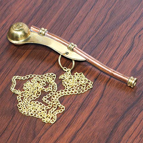 5" Brass Copper Boatswain Whistle with Golden Chain Bosun Call Pipe