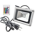 AFSEMOS 10W RGB LED Flood Lights, Outdoor Color Changing LED Security Light, 16 Colors & 4 Modes with Remote Control, Waterproof LED Floodlight, US 3-Plug, Wall Washer Light