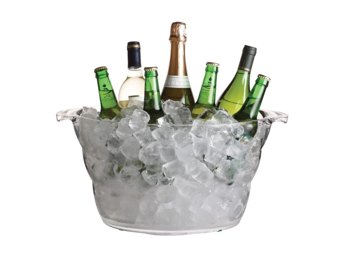 BarCraft Clear Acrylic Large Oval Drinks Bucket / Cooler, Beer, Drinks and Wine Cooler, 10 Litres