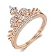 Women's Crown Tiara Rings Exquisite 18K Gold Plated Princess Tiny CZ Diamond Accented Promise Rings for Her Size 5-10