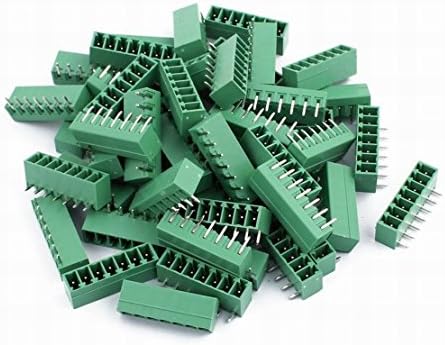 Fuxell 50Pcs AC300V 8A 2EDGR 3.81mm Pitch 7P Right Angle Needle Seat Plug-In PCB Terminal Block Connector