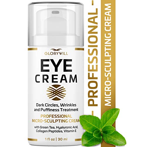 Professional Eye Cream – Anti-Aging & Wrinkle Cream for Women & Men – Made in USA – Reduces Dark Circles, Under-Eye Bags & Puffiness – Eye Care with Hyaluronic Acid & Vitamin E (1 oz)