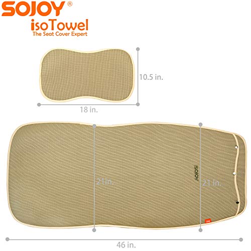 Sojoy Summer Cooling Four Seasons Car Seat Cushions for Front Two Seats Comes with 2 Pieces - Honeycomb Cloth (Cream and Tan) - Thumbnail 6