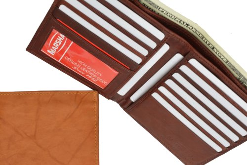 100% Leather Bi-fold Credit Card Holder Tan #2502CF